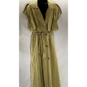 NEW FAST Women's Tan Button-Front Belted Sleeveless Trench Coat SZ 12